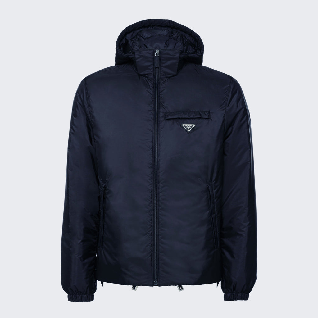 Prada Men's Autumn and Winter Solid Color Letter Logo Hooded Warm Zipper Long Sleeve Puffer Down Jacket #73422