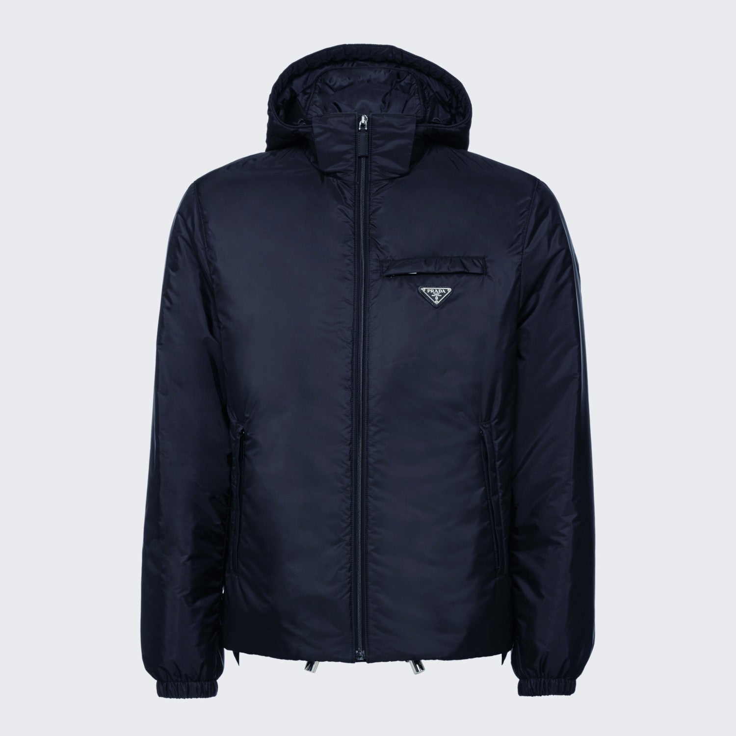 Prada Men's Autumn and Winter Solid Color Letter Logo Hooded Warm Zipper Long Sleeve Puffer Down Jacket #73422