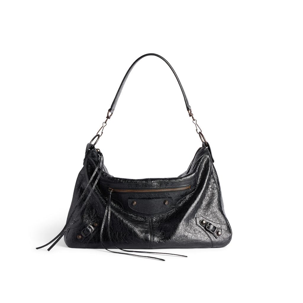 Balenciaga LE CITY MOTO Men's And Women's Fashion Solid Color Leather Zipper Closure Large Capacity Adjustable Shoulder Strap Biker Bag Travel Tote Shoulder Bag Bags 8461862ABEK1000 #79568