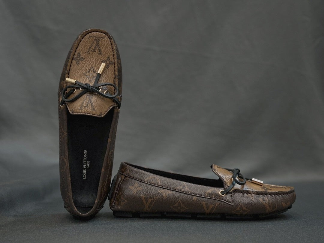 Louis Vuitton Women's Spring/Autumn Fashion Classic Round Toe Slip-On Leather Flat Low Top Loafers Shoes #78437