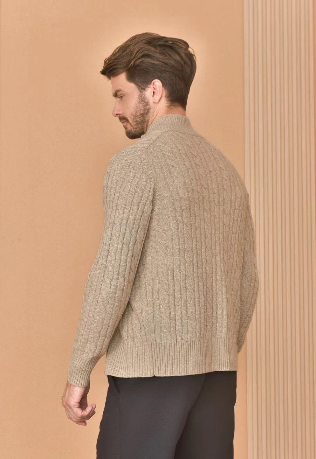 Loro Piana Men's Autumn And Winter Solid Color Zipper Half High Neck Knit Sweater Long Sleeve Jacket Ngvp #9392
