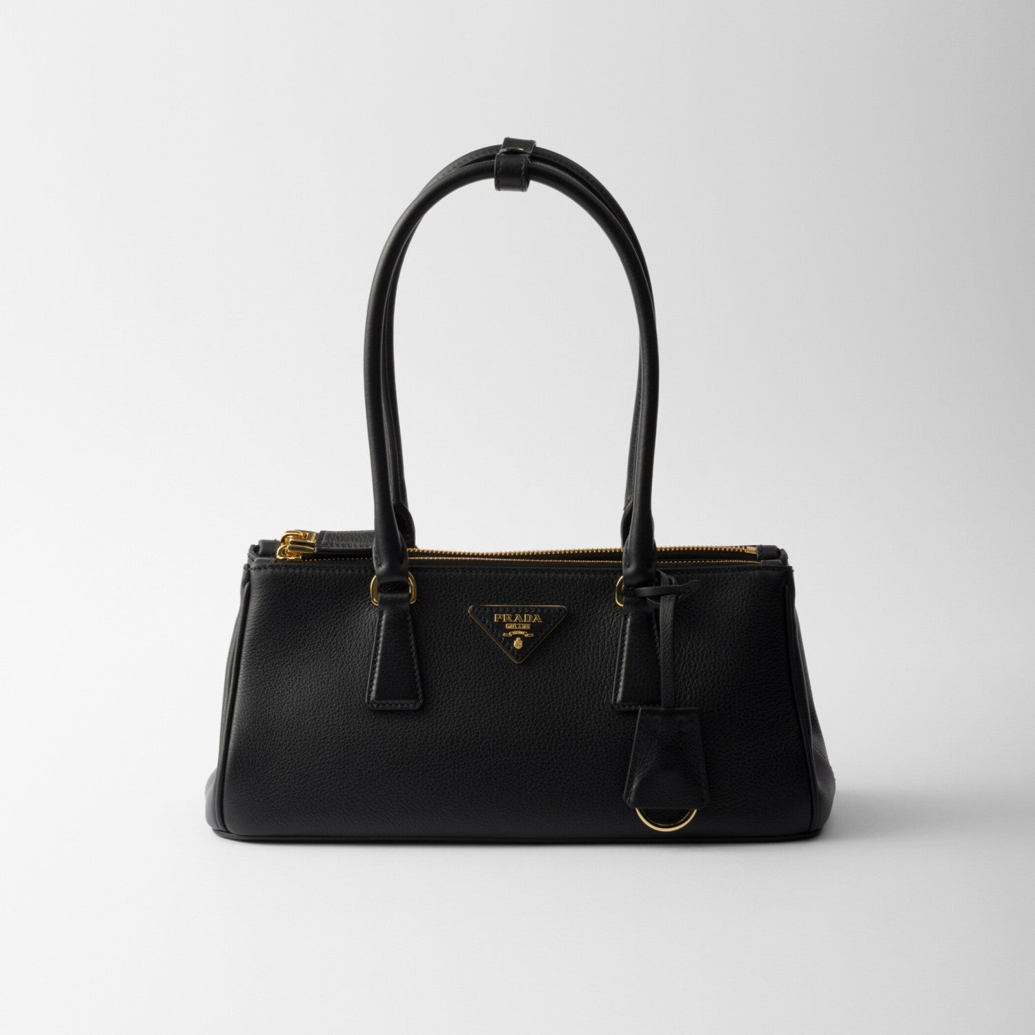 Prada Galleria Women's Classic Fashion Solid Color Metal Triangle Engraved Logo Calfskin Handbag Bags #78231