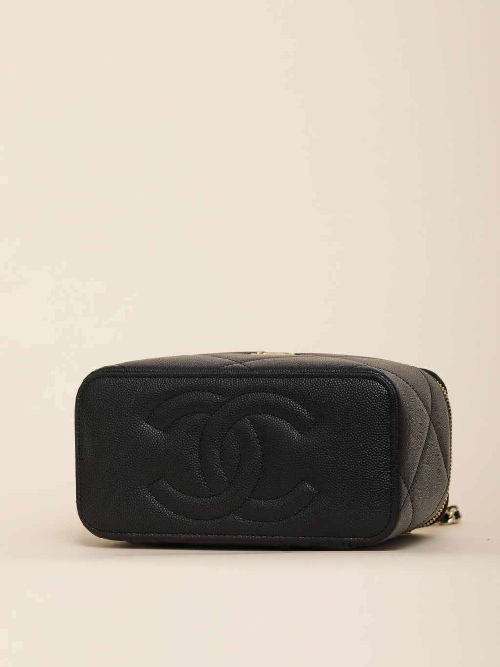 Chanel Long Vanity With Chain Grained Shiny Calfskin Gold Tone Metal Black #332777