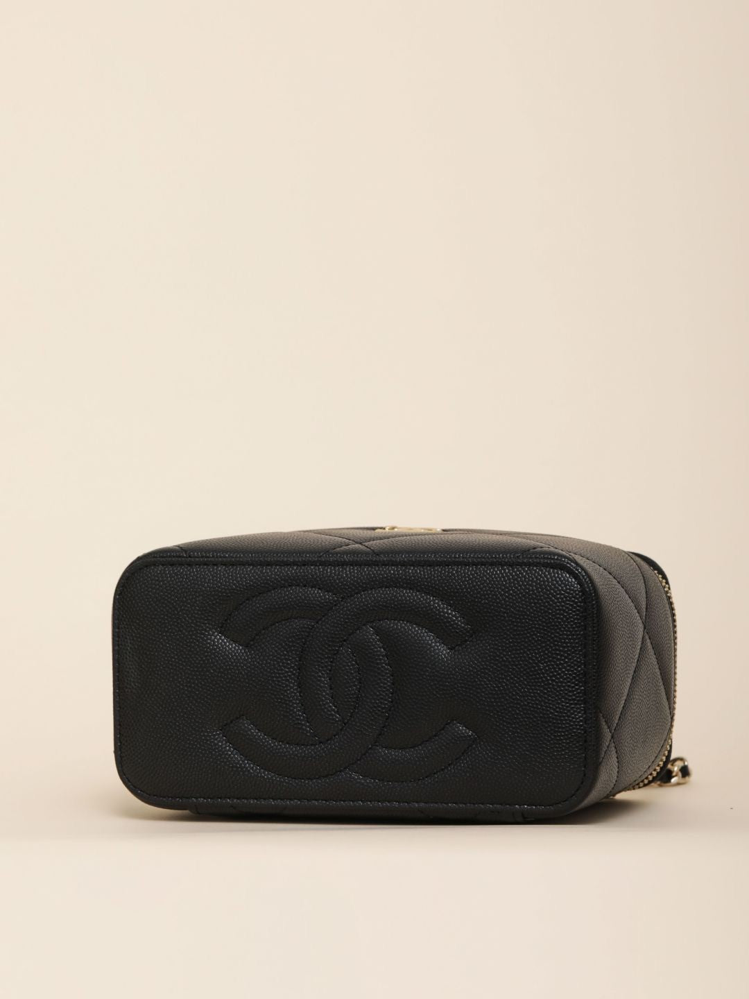 Chanel Long Vanity With Chain Grained Shiny Calfskin Gold Tone Metal Black #332777