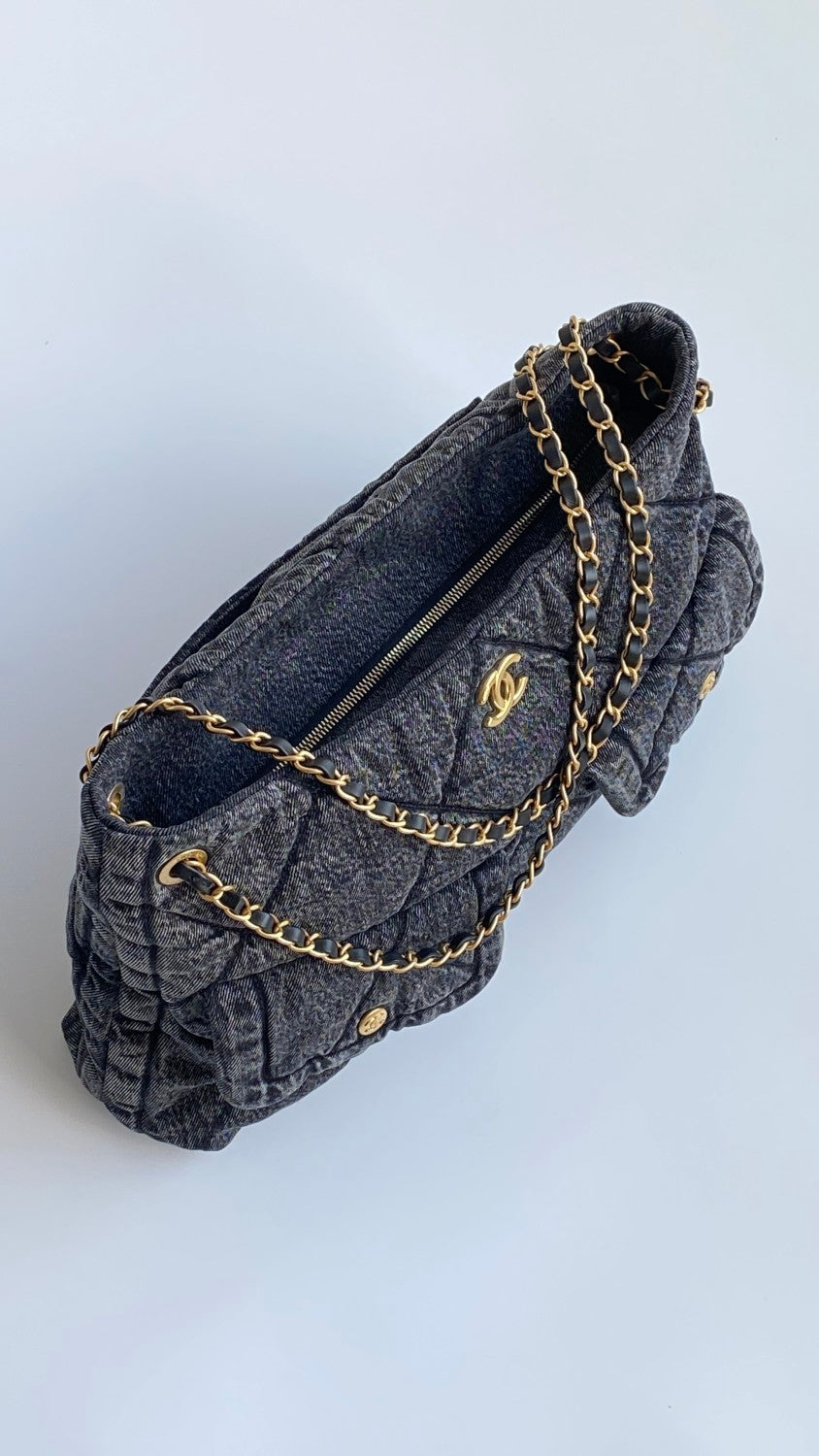 Chanel Women's Fashion Classic Solid Color Logo Denim Quilted Tote Shoulder Chain Bag Bags #79349