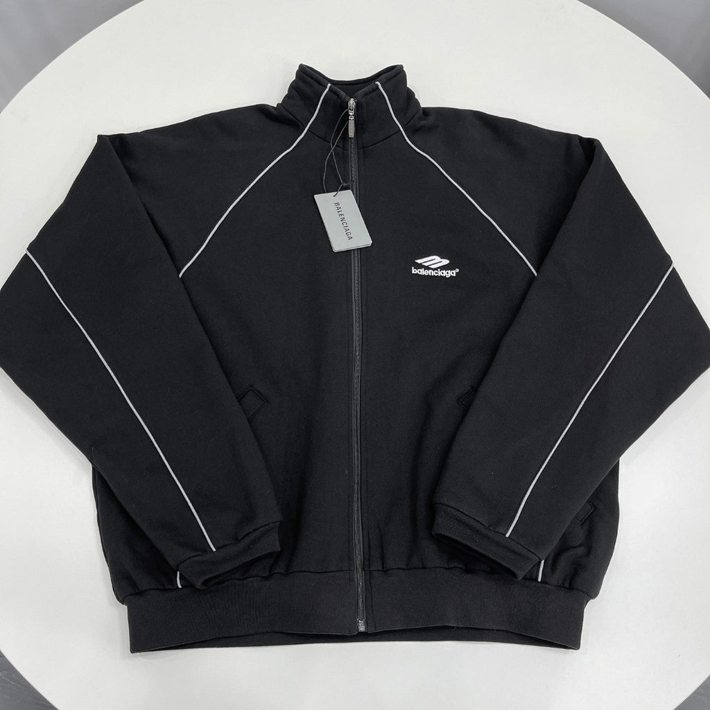Balenciaga Men's Spring and Autumn Black Logo Printed Standing Collar Zipper Sports Jacket Loose Midriff Casual Pants Suit Set #73687