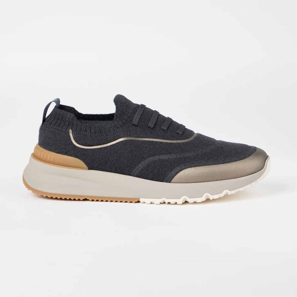 Brunello Cucinelli Men's Four-Season Techno Cotton Knit Runners With Heat-Bonded Details Solid-Color Low-Top Thick-Sole Sneakers Casual Shoes Ngvp #2712