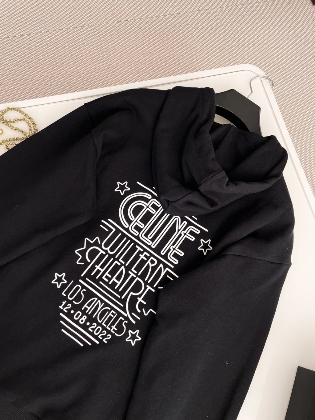Celine  WILTERN Black Printed Hooded Sweater #21896
