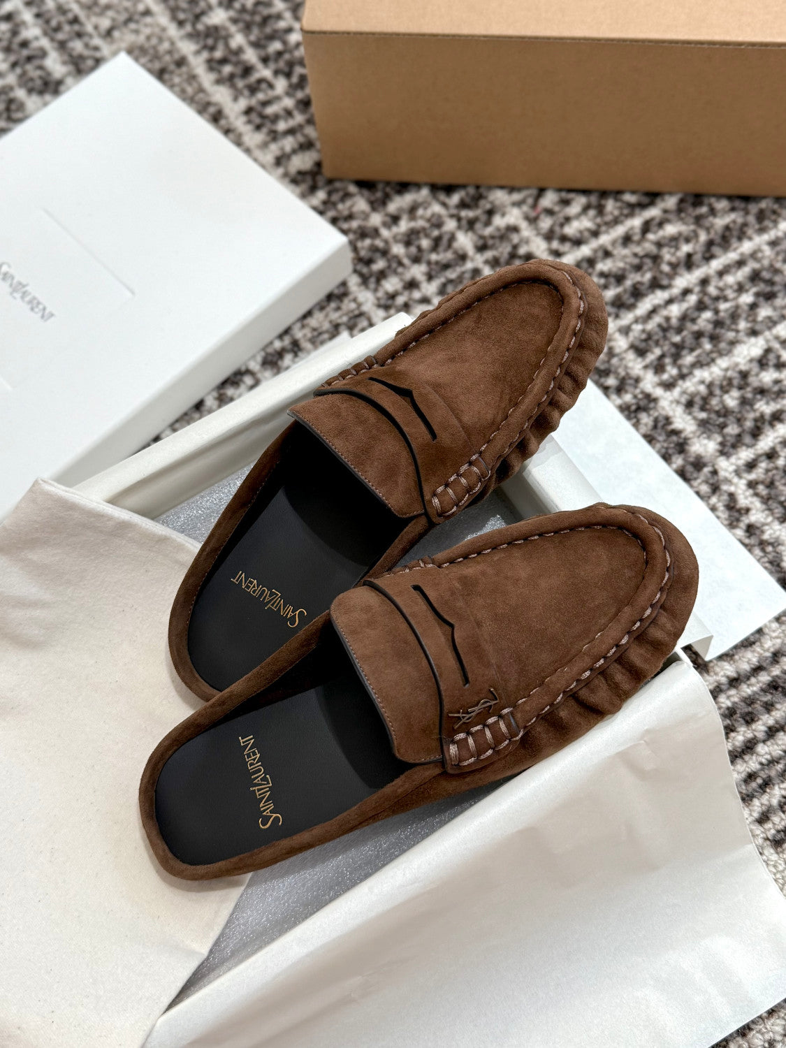 Saint Laurent LE LOAFER Mules in Suede #380512