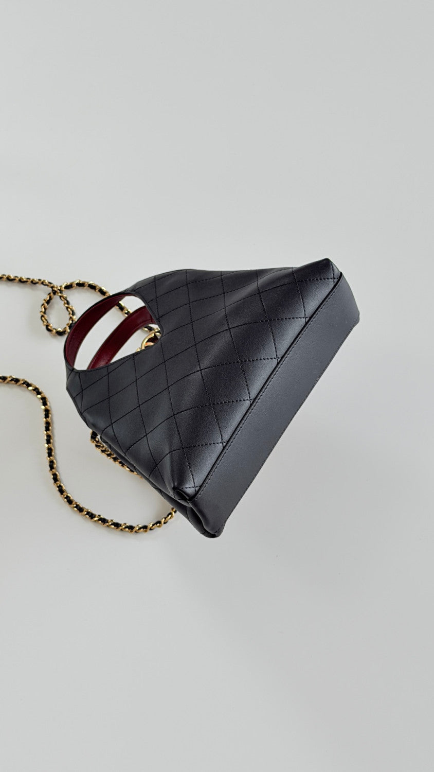 Chanel Small Calfskin And Gold-toned Metal Black Shopping Bag 2026 Haute Artisanat Collection V-shaped Tote Bag Bags AS6390 #197508