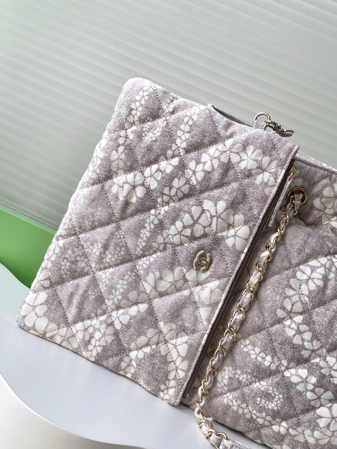 Chanel Women's Solid Color Chain Cherry Blossom Print Cotton Shoulder Bag Bags #77446