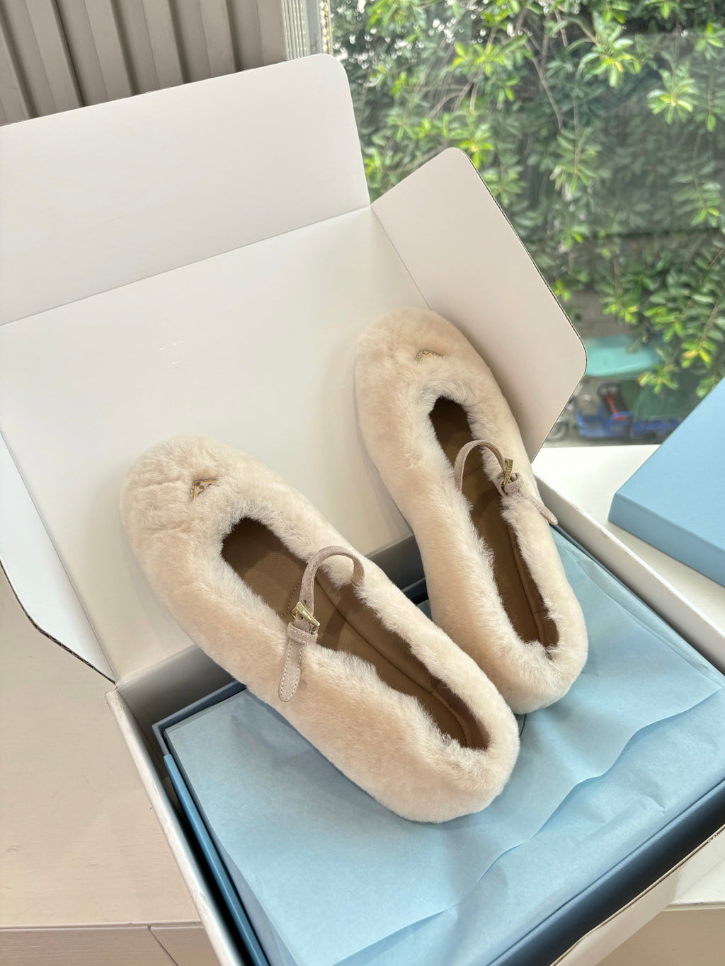Prada Women's Plush Mary Jane Loafers #334919