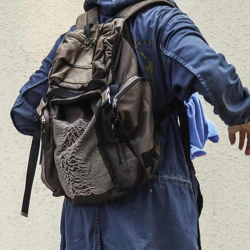 Undercover 09aw Joy Division  Archive Single Ripples Pulse Do Old Shoulder Bag Hiking Bag Men Women Trend High Street Bags Ngvp #1623