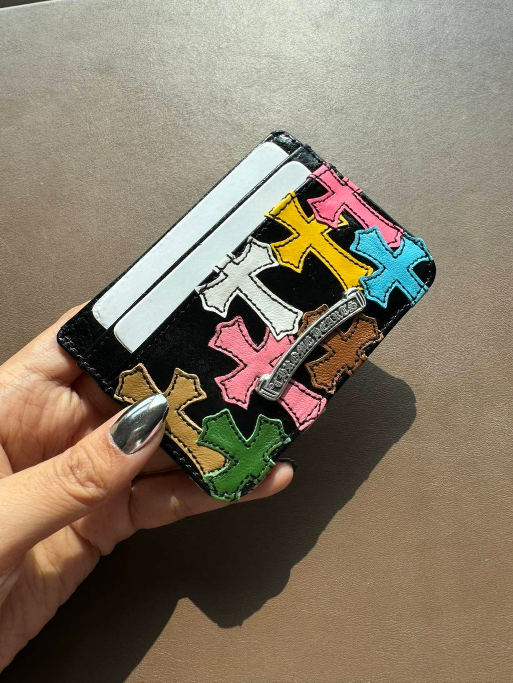 Chrome Hearts Men's Women's Colourful Cross Card Holder Purses Coin Purse Black Leather Fashion High Street Trend Personalised Wallet Bags Bag #81255