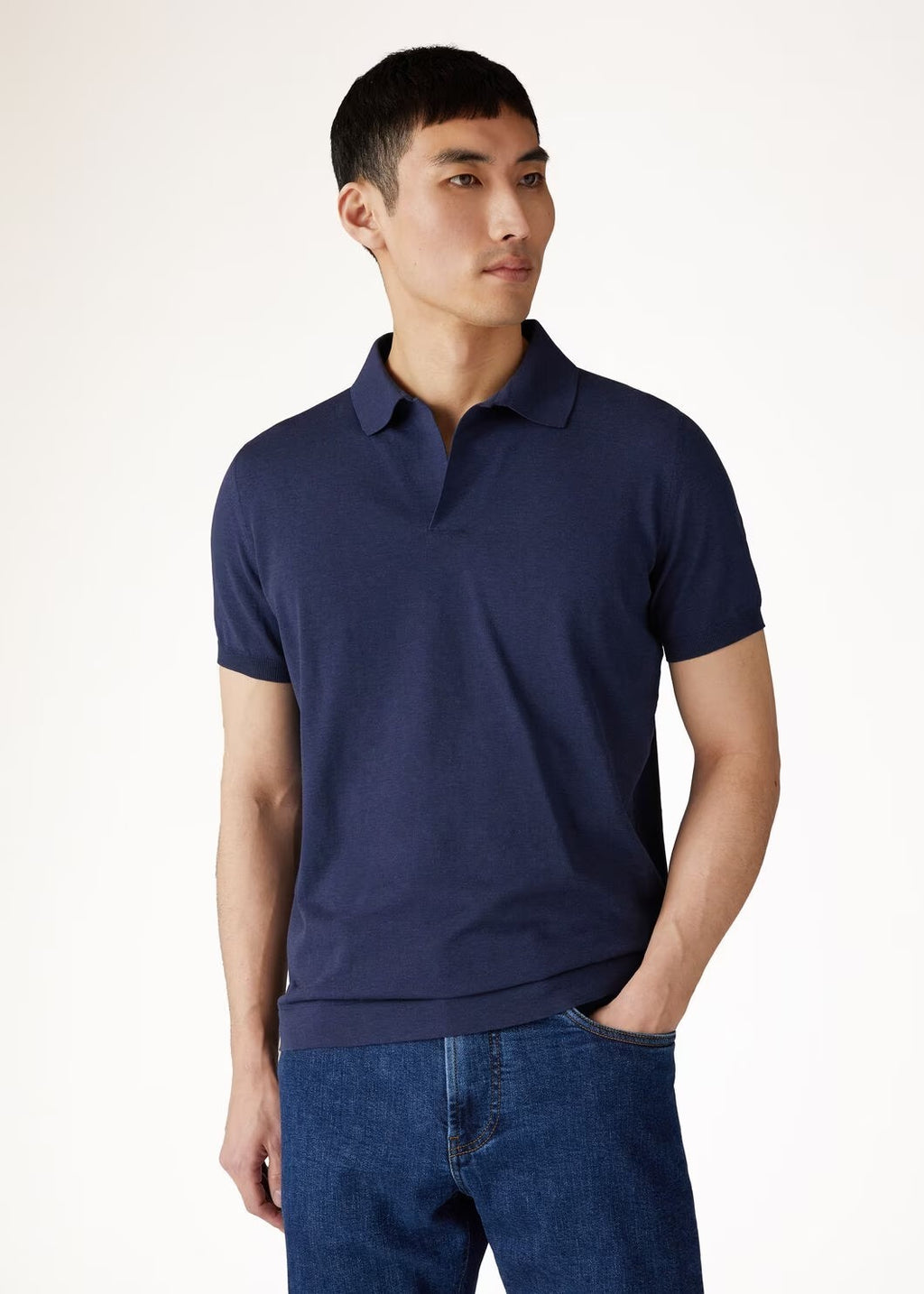 Loro Piana Men's Summer Solid Color Lapel Fit Ryome Short Sleeve Polo Shirt Ngvp #8214
