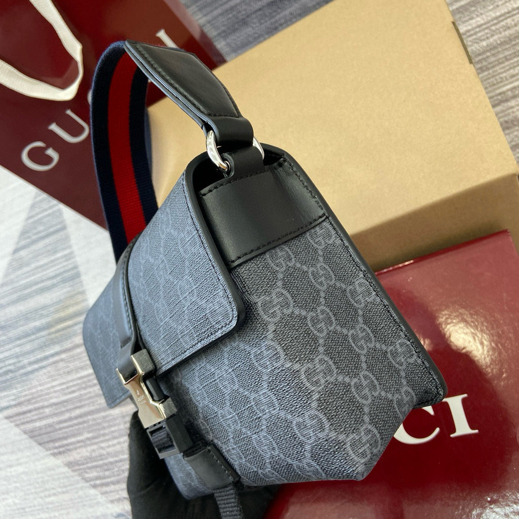 Gucci Men's Adjustable Shoulder Strap Solid Color Letter Print Buckle Closure Single Shoulder Crossbody Bag Bags #77194