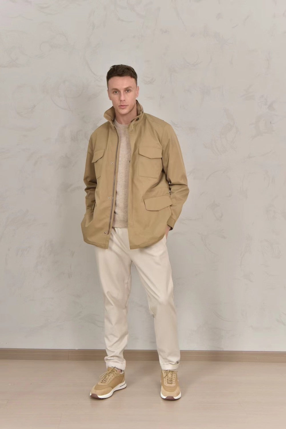 Loro Piana Men's Spring Solid Traveller Windmate® Jacket Standing Collar Long Sleeve Zipper Casual Fitted Jacket Ngvp #8652
