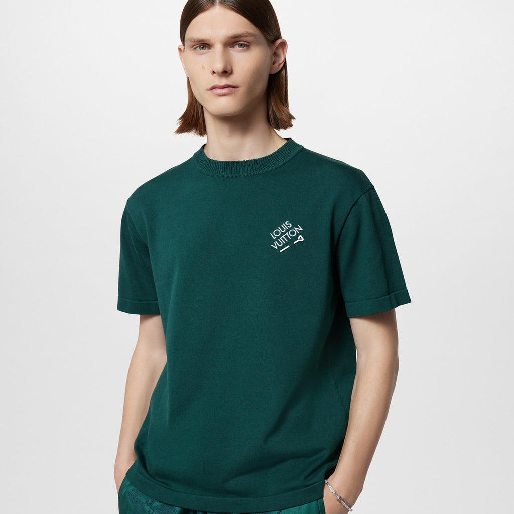 Louis Vuitton Men's Summer Solid Color Embroidered Logo Pin Crew Neck Cotton Short Sleeve T-Shirt #98211