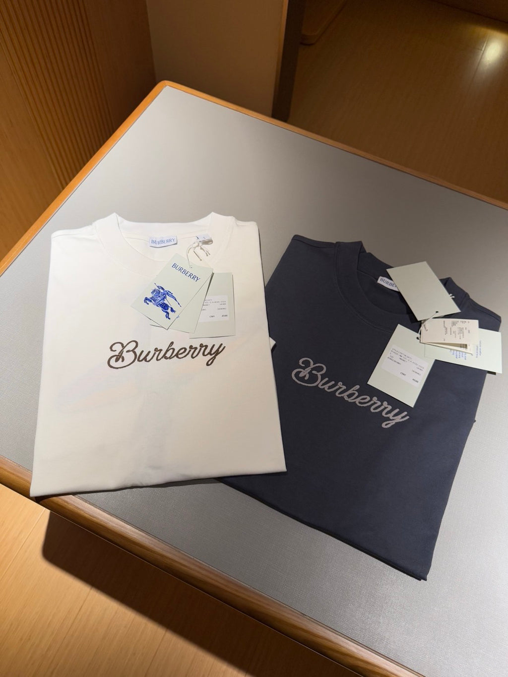 Burberry Men's Summer Solid Color Letter Print Round Neck Cotton Short Sleeve T-Shirt #75517