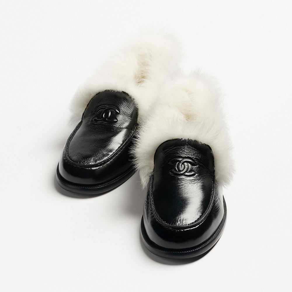 Chanel Moccasins Suede Kidskin Shearling Lambskin Brown #334371