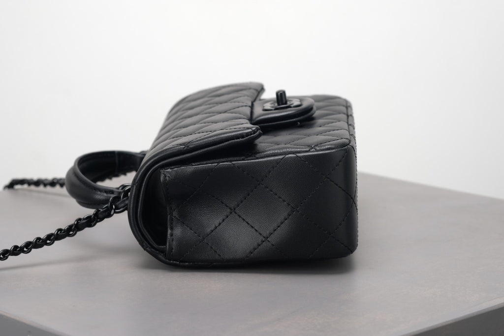 Chanel So Black Quilted Lambskin Mini Rectangular Classic Single Flap #378297