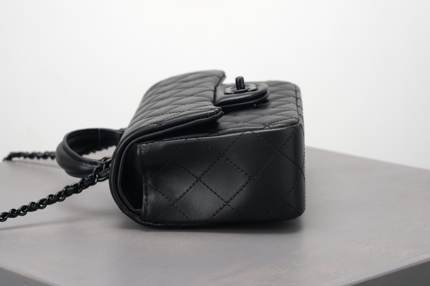 Chanel So Black Quilted Lambskin Mini Rectangular Classic Single Flap #378297
