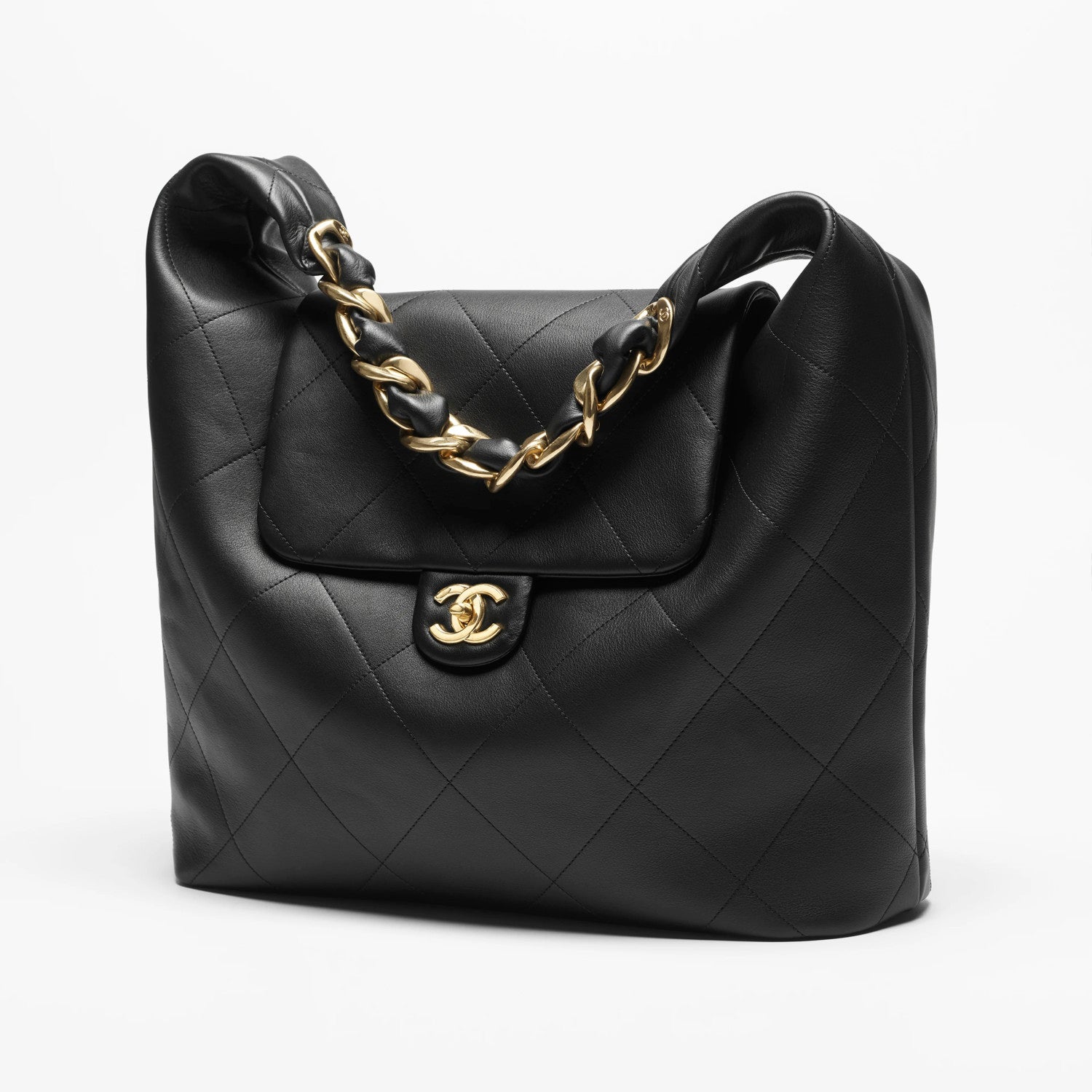 Chanel Women's Fashion Classic Solid-Color Leather Oversized Hippie Bag Chain Shoulder Bag Tote Bag Bags AS5839-B22140-94305 #79117