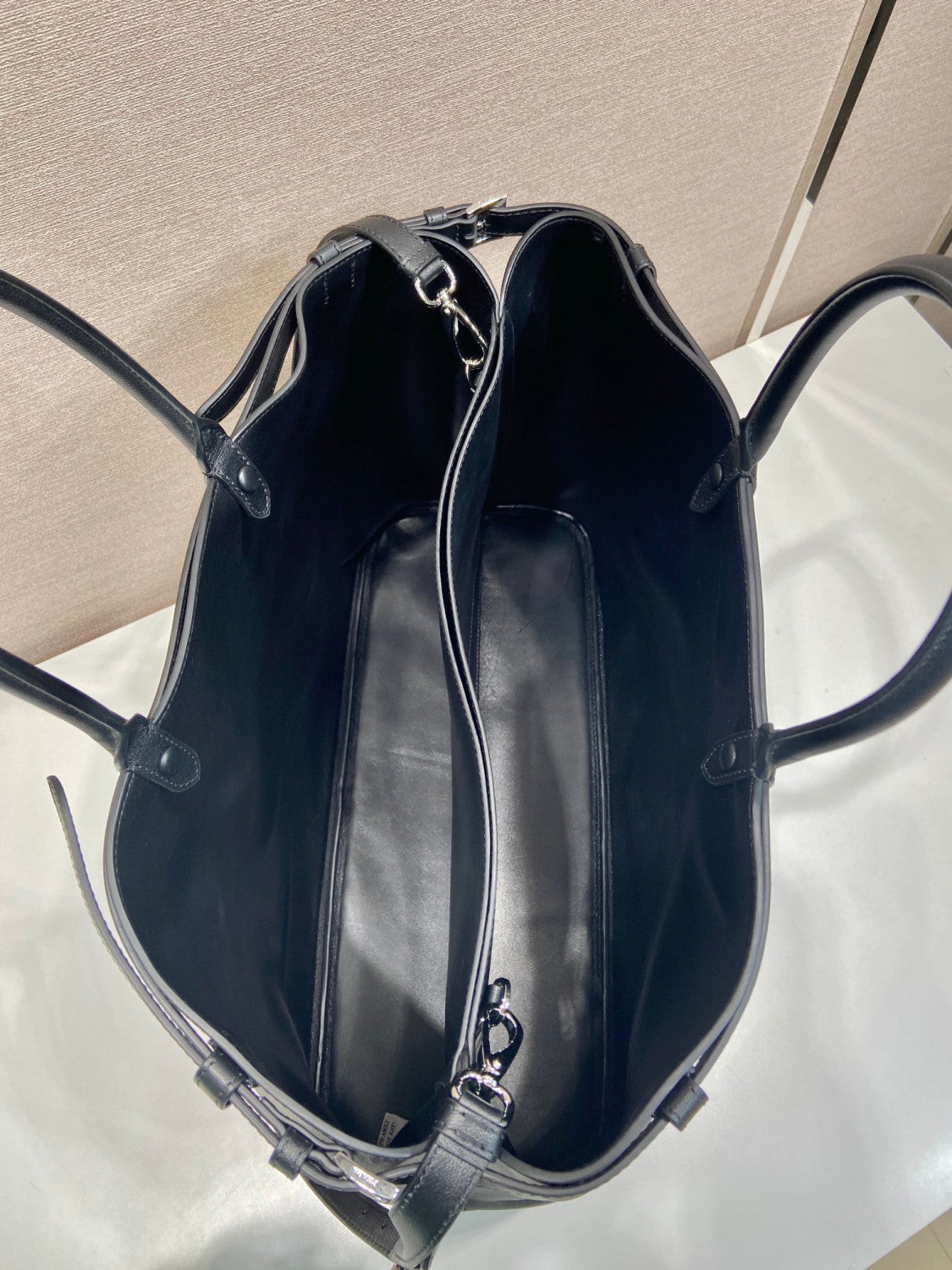 PRADA Black Prada Buckle Leather Bag With Belt #334235