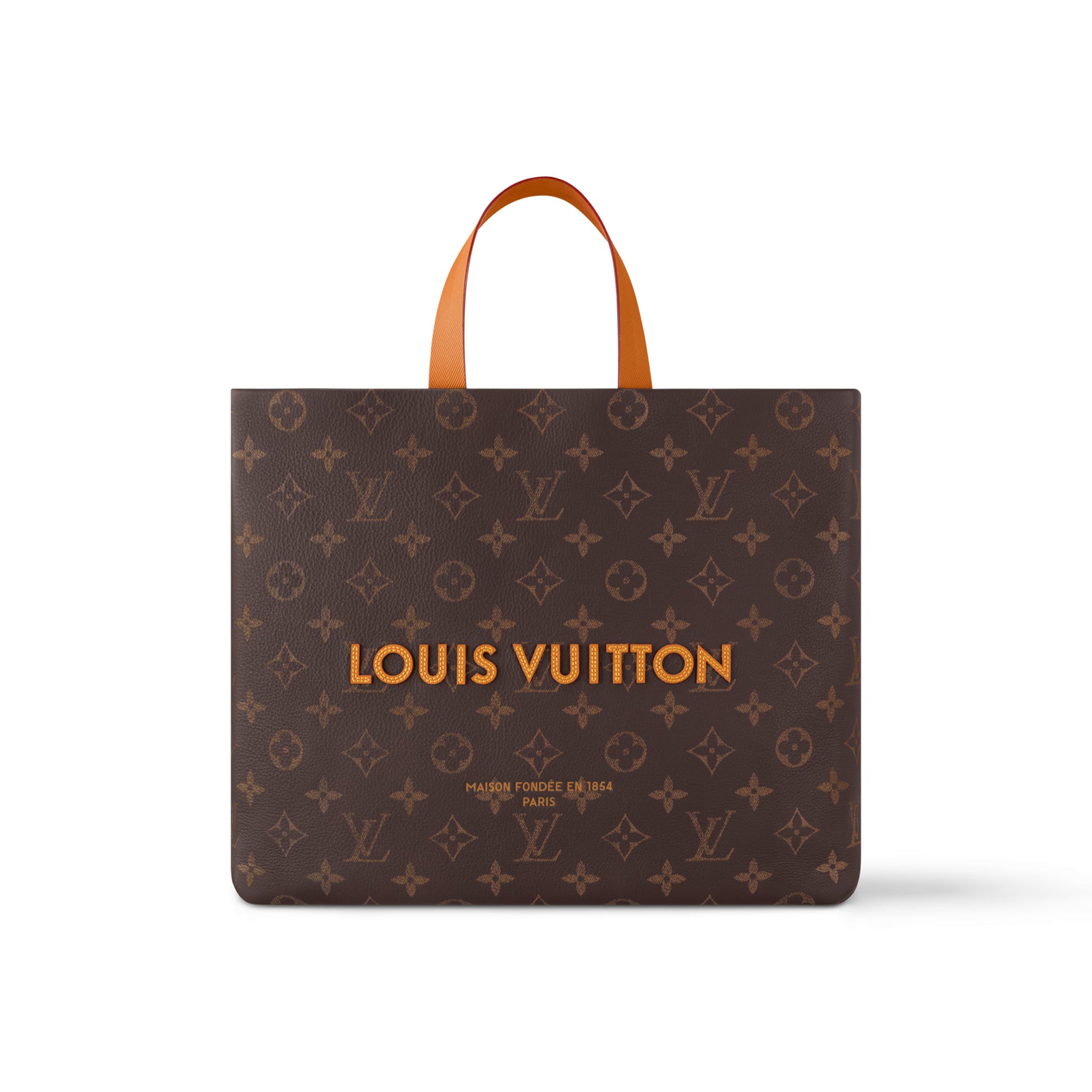 Louis Vuitton Men's Brown Classic Vintage Adjustable Shoulder Strap Embroidered Letter Print Tote Bag - Premium Coated Canvas Leather Bag #75711