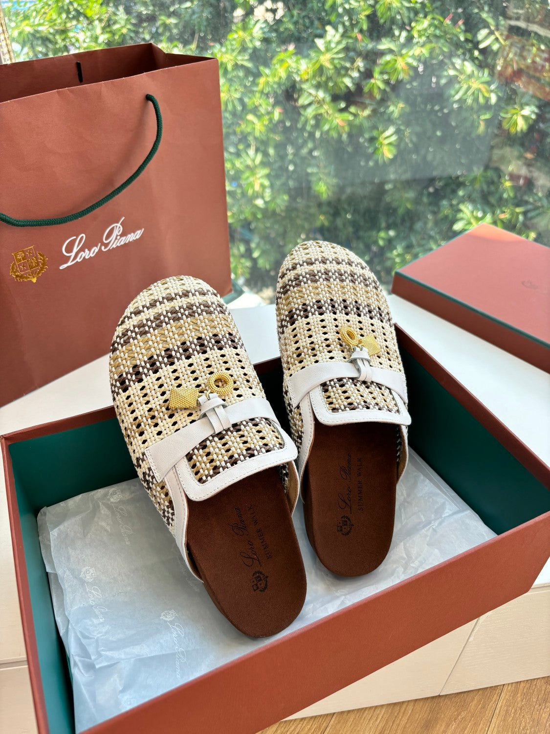 Loro Piana Women's Spring/fall Fashion Casual Leather Breathable Woven Round Toe Slippers Birkenstock Slippers Shoes #78383