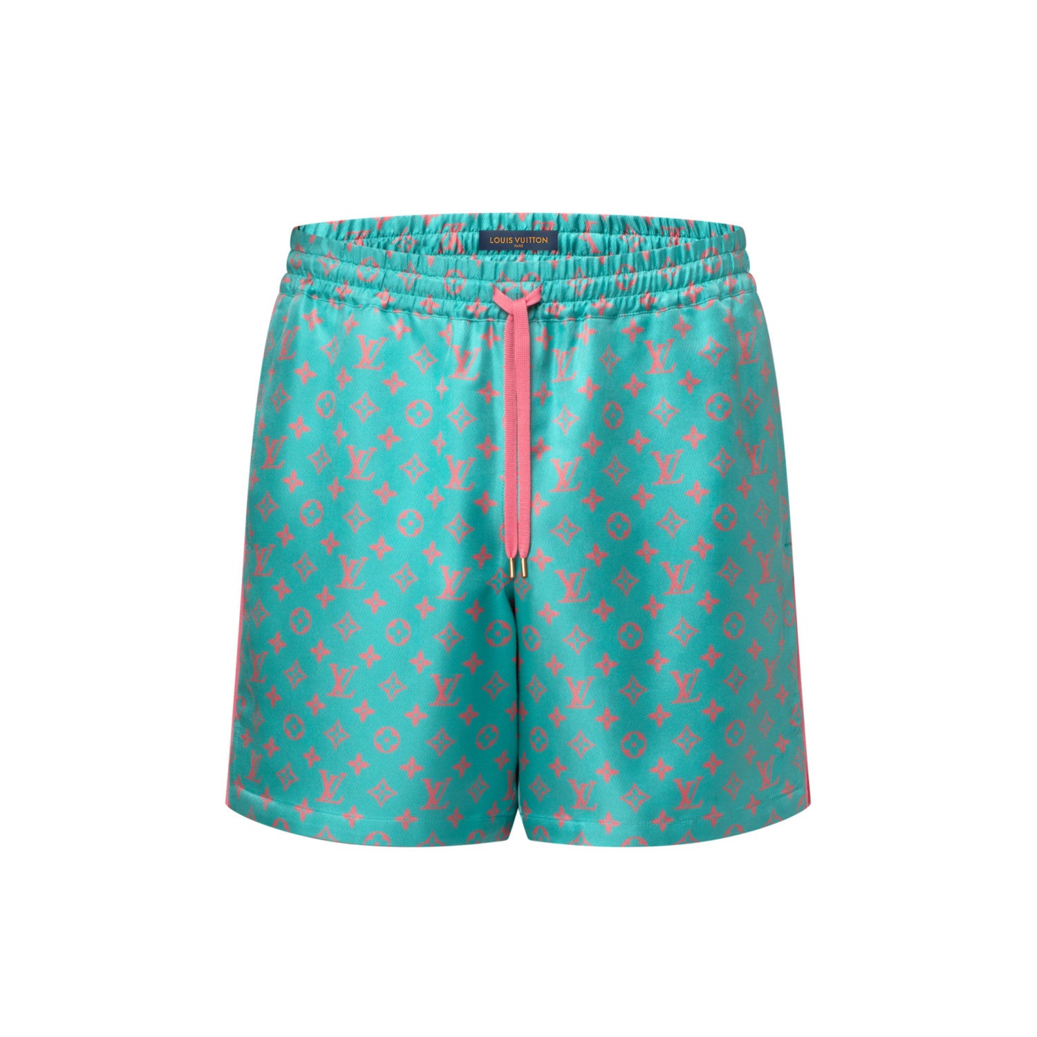 Louis Vuitton Men's Summer Solid Color Letter Print V-Neck Single Button Short Sleeve Shirt and Casual Drawstring Shorts Set Suit #77244