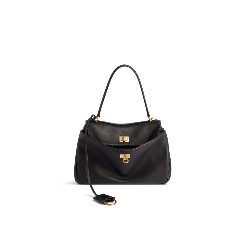 Balenciaga Men's And Women's Black Large Capacity Tote Bag Handbag Casual Leather Gold And Silver Button Handbag Bags 7897442AA7B1000 Ngvp #7932