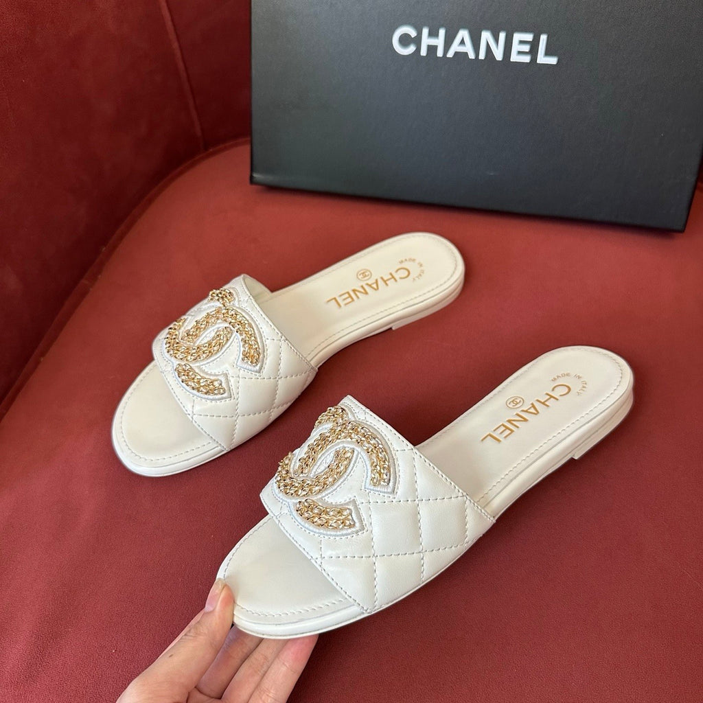 Chanel Women's Spring Summer Leather Logo Slippers Solid Color Woven Shoes Fashion Casual Trend Elegant Sandals #81417