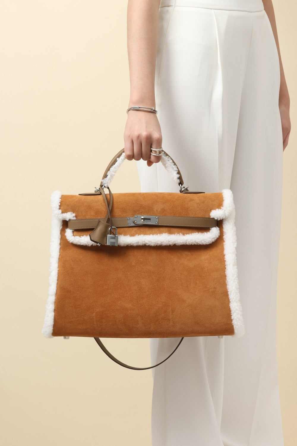 Hermes Kelly Gold Buckle Cowhide KT35 Brown Suede Lamb's Wool Ck37 Golden Brown/3g Chestnut Handbag Crossbody Backpack Bag Bags #81614