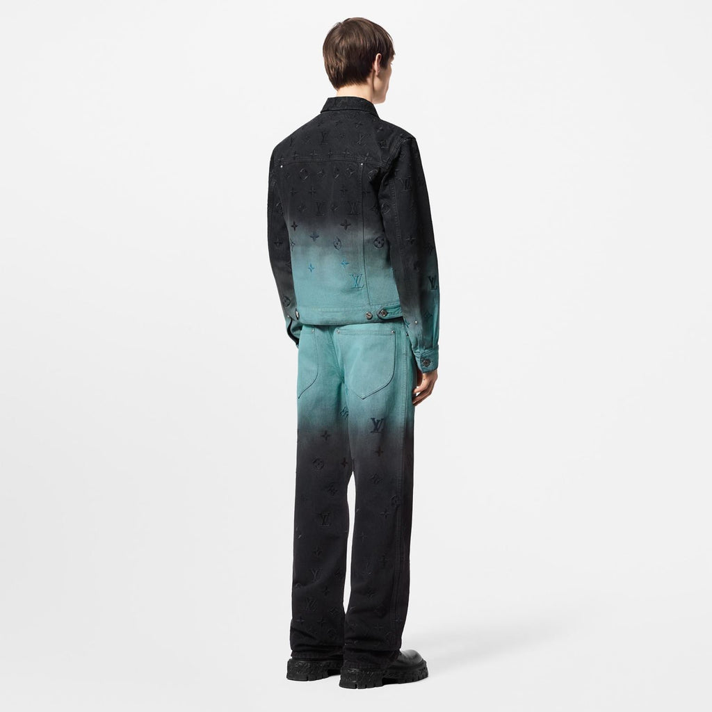 Louis Vuitton Men's Spring/summer Tie-dye Embroidery Gradient Denim Suit Lapel Jacket Straight Leg Pants Set  #72323