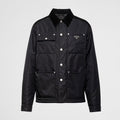 Prada Men's Spring and Fall Fashion Black Casual Lapel Multi-Pocket Long Sleeve Re-Nylon Drawstring Jacket #98711