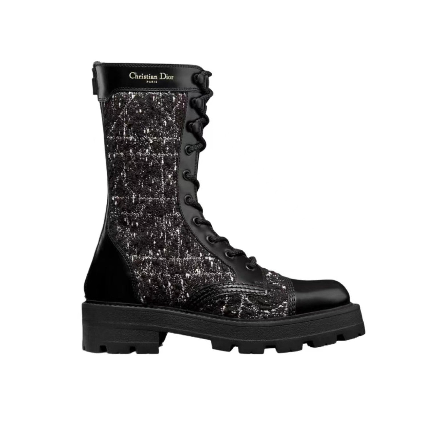 Dior Women's Autumn/Winter Fashion Casual Round Toe Lace Up Leather Light Sole Embroidered Lace Up Martin Boots Shoes #78289