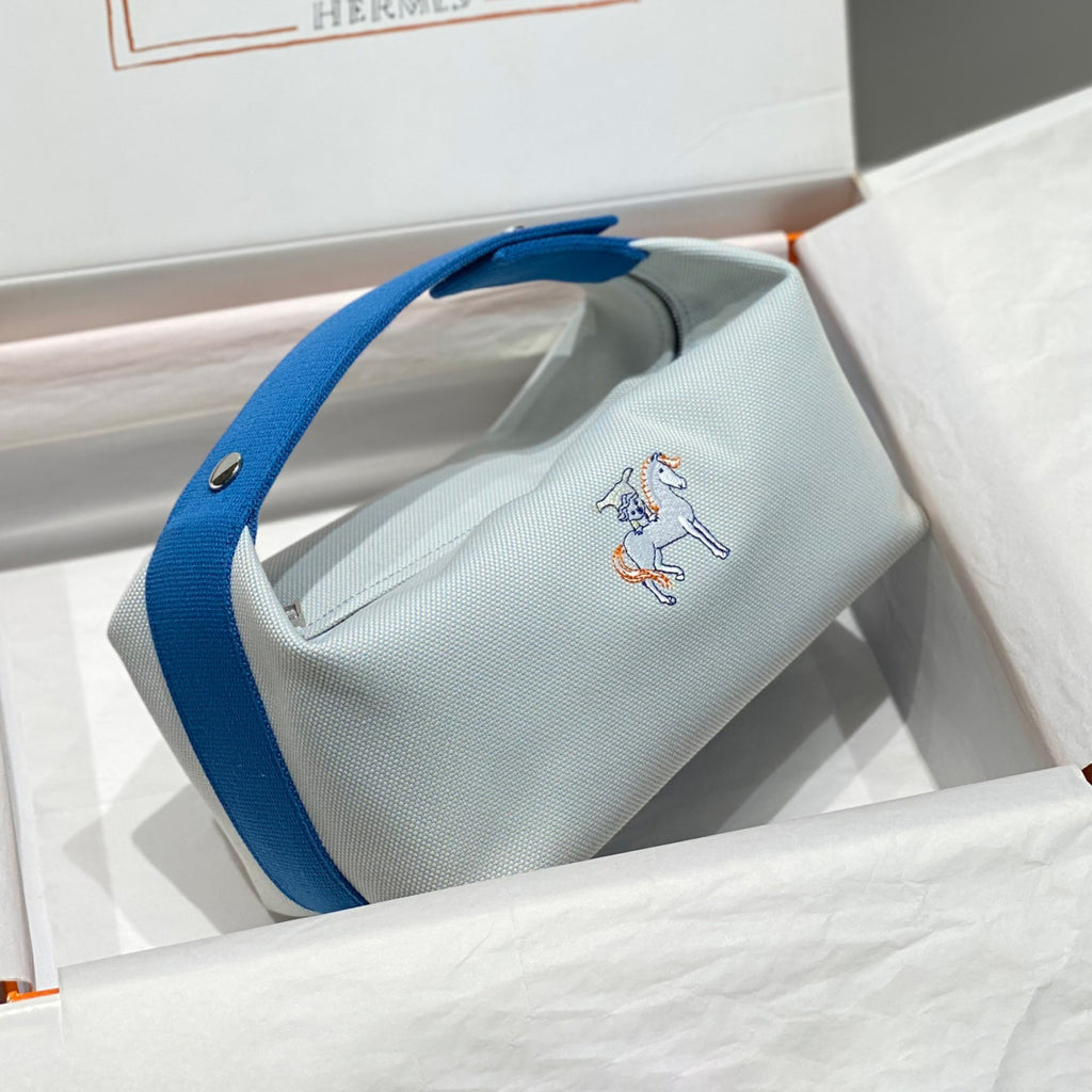 Hermes Classic Casual Color Block Canvas Tote Bag Makeup Bag Toiletry Bag Bags #78245