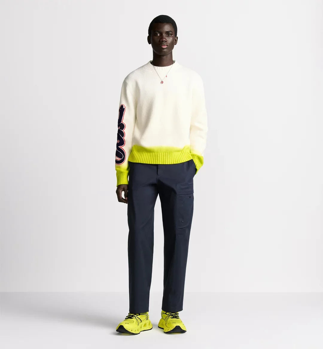 Dior Men's Dior And Kaws Sweater Spring. Fall And Winter Embroidered Crew Neck Gradient Long Sleeve Sweater #71836