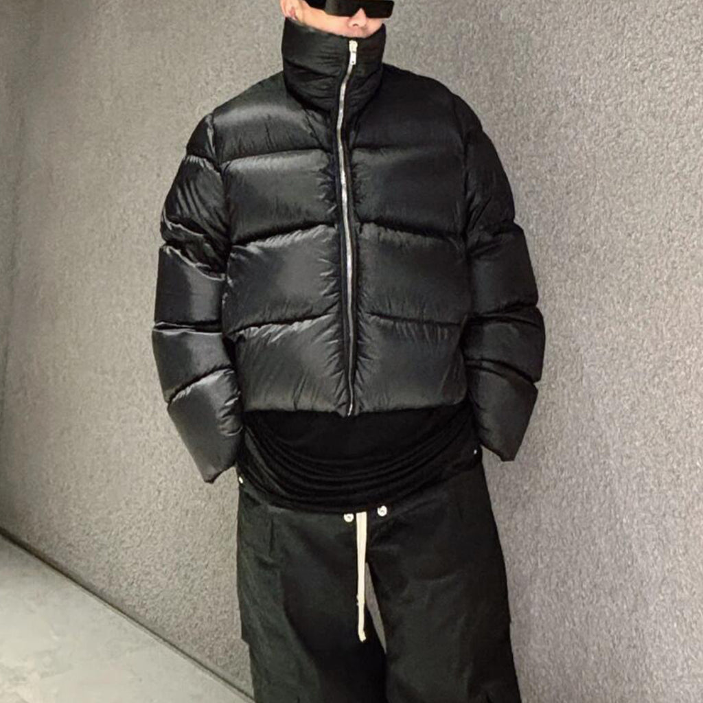 Rick Owens Men's Autumn And Winter Dark Style Collar Zip Down Jacket Warm High Street Fashion Casual Versatile Down Coat  Ngvp #9791