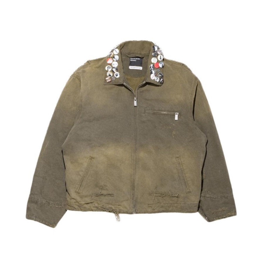 Enfants Riches Deprimes Men's Women's Spring And Autumn Lapel Faded Old Badge Solid Color Loose Long Sleeve Workwear Jacket Ngvp #9338