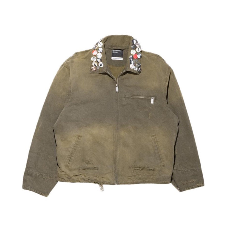 Enfants Riches Deprimes Men's Women's Spring And Autumn Lapel Faded Old Badge Solid Color Loose Long Sleeve Workwear Jacket Ngvp #9338