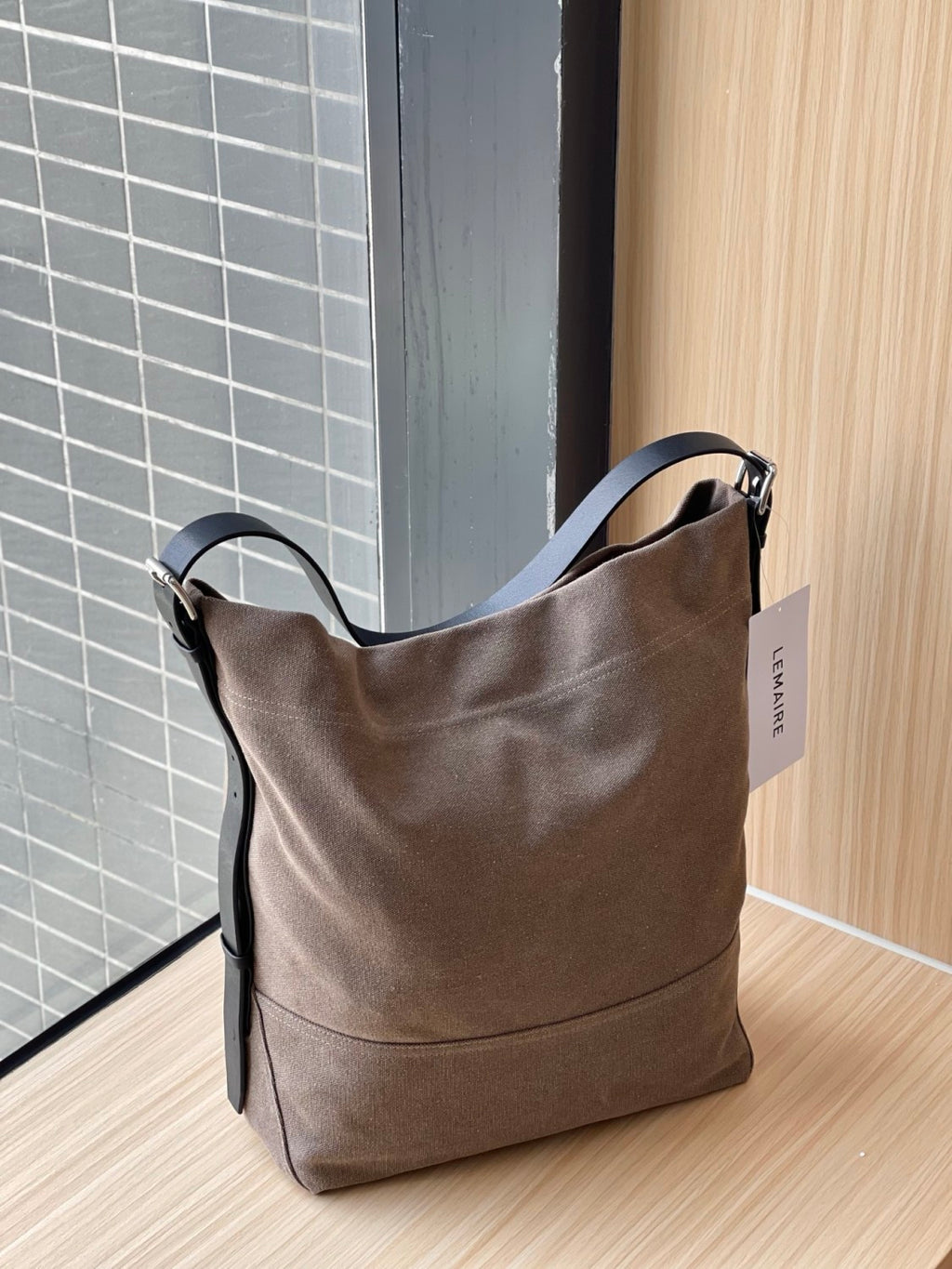 Lemaire Women's Canvas Adjustable Shoulder Strap Tote Bag Fashion Trend High Street Cowboy Splicing Large Capacity Handbag Shoulder Bag Ngvp #2432