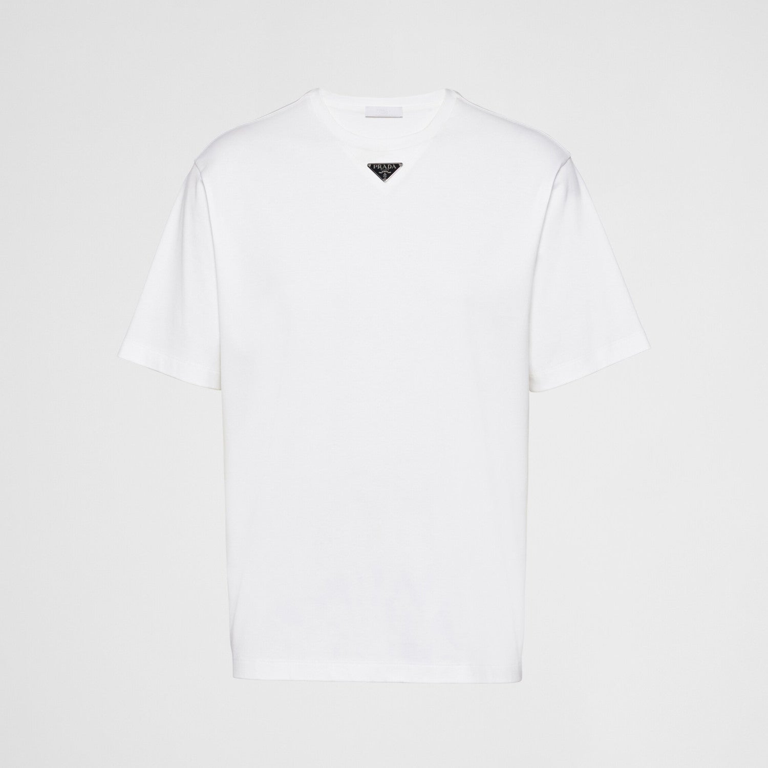 Prada Men's Summer Solid Color Triangle Logo Logo Round Neck Cotton Short Sleeve T-Shirt #75379