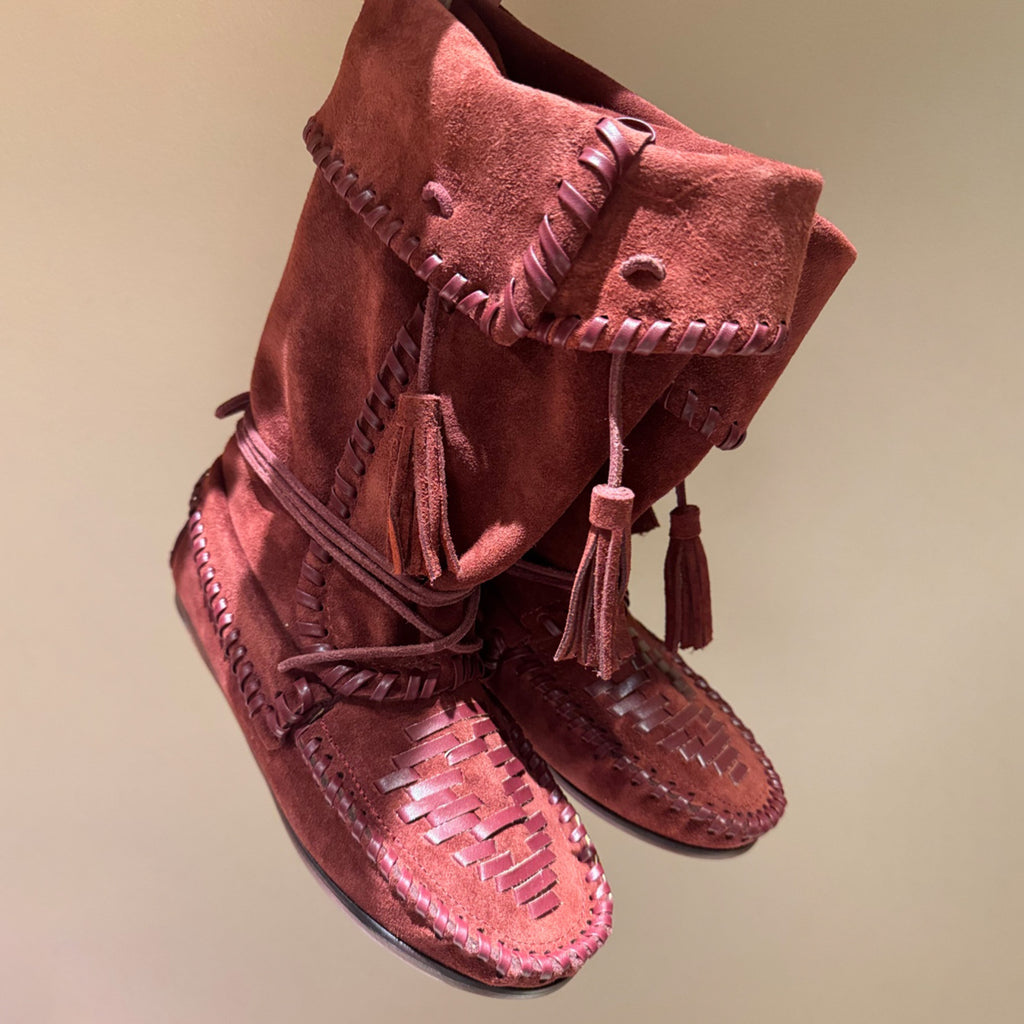 Isabel Marant Winki Boots In Braided And Suede Leather Women's Autumn and Winter Solid Colour Fashion Fringe Cow Suede Fashion Woven Vintage Boots Heel Height 2cm Shoes Ngvp #1634
