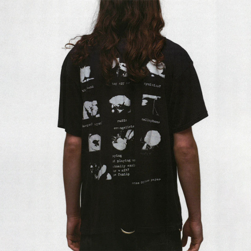 Enfants Riches Deprimes Men's Summer Washed Pattern Letter Print Round Neck Cotton Fitted Short Sleeve T-Shirt Ngvp #8586