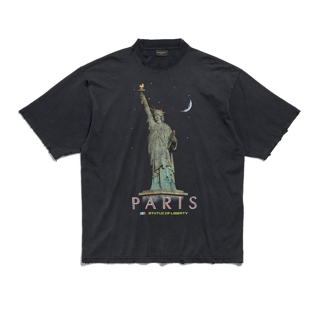 Balenciaga Men's Spring/summer Statue Of Liberty Solid Color Retro Loose Casual Plain Knitted Large Silhouette Short Sleeved T-shirt #72447