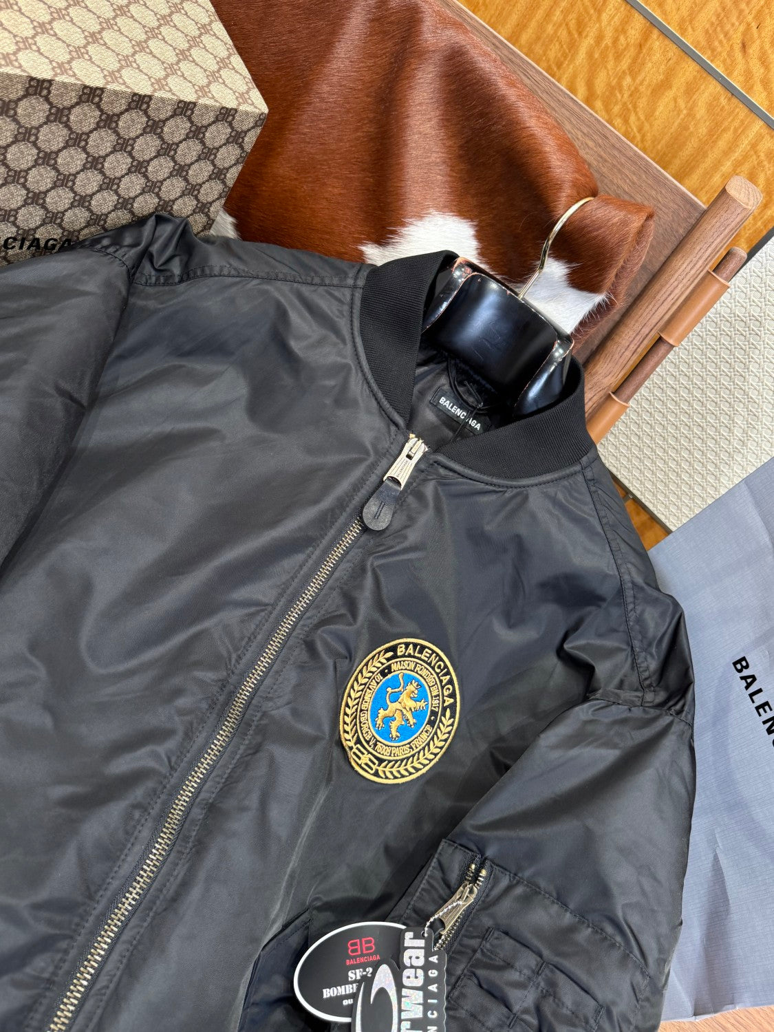 Balenciaga BOMBER Men's And Women's Spring/autumn Solid Color Fashionable Casual Zipper Long Sleeve Loose Fit Jacket #78185