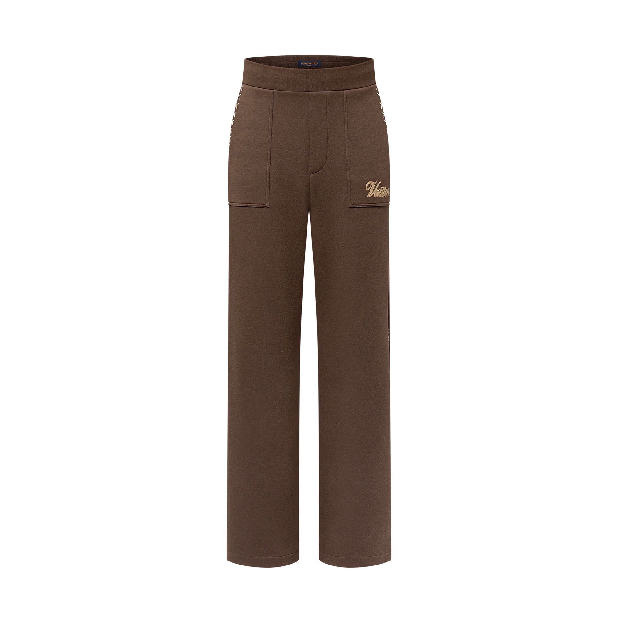 Louis Vuitton Men's Spring and Autumn Solid Color Letter Embroidery Drawstring Tie Loose Casual Pants #76137