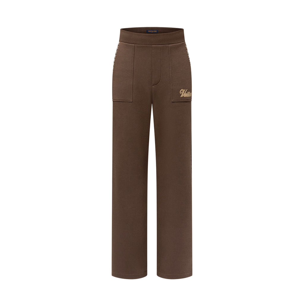Louis Vuitton Men's Spring and Autumn Solid Color Letter Embroidery Drawstring Tie Loose Casual Pants #76137